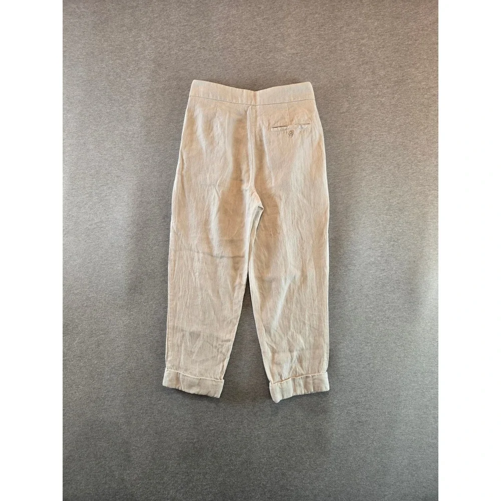Wilfred Allant Cuffed Cropped Pants Women 0 Beige Linen Blend Resort Lightweight